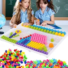 176 шт мозаика колышек доска головоломка гриб гвозди колышек Обучающие игрушки-пазлы для детей YH-17