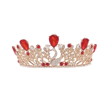 

Bridal Crystal Tiara Crowns Pageant Prom Rhinestone Tiara Phoenix Headpiece (Red)