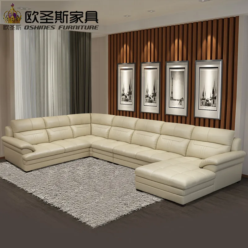 New model U shaped modern italy genuine real leather sectional latest corner furniture living room sex sofa set designs pictures