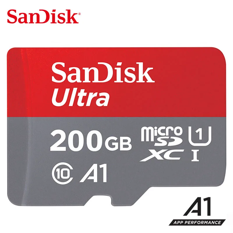 Двойной флеш-накопитель SanDisk Memory Card 256 ГБ 200 ГБ 128 Гб 64 Гб оперативной памяти, 32 Гб встроенной памяти, microSDHC/SDXC UHS-I картой micro SD объемом 16 Гб 98 МБ/с. TF карта для смартфона - Емкость: 200GB Class 10