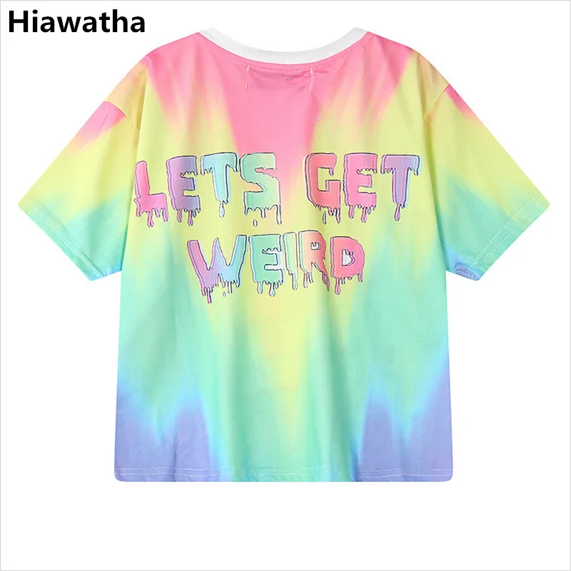 Kopen Hiawatha Vrouwen Harajuku Letters Gedrukt T Shirts Toevallige Losse Karakter Korte T Shirt Gilr College Stijl Tops T2452