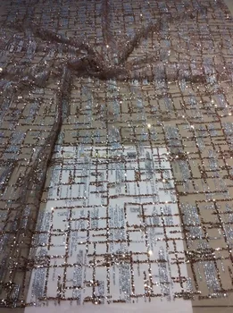 

sexy glued glitter sequin lace fabric ZH-1147 African French net Lace Fabric for party dress