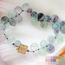 08672 природа зеленый фиолетовый капельного Флюорит браслет из бисера