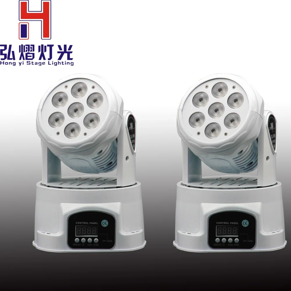 

(2pcs) white High-power rgb led moving head mini light 7x12w stage color mixing wash light no noise dj party club equipment