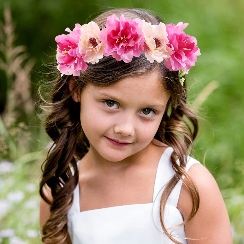 

Flower Headband Head Band Floral Head Wreath Headpiece Girls Hair Accessories Bridal Wedding Headwear Hairband Headdress