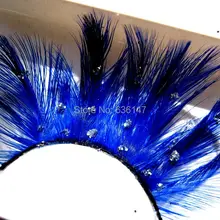 Ресницы темно-синие перья серебряные блестящие накладные ресницы