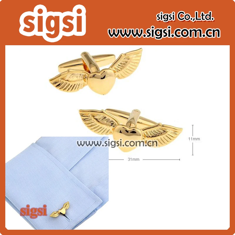 

Novelty Gold Heart Wings Cufflinks For Shirt French Cufflink Fathers Day Gifts For Men Jewelry Cuff Links Free Shipping