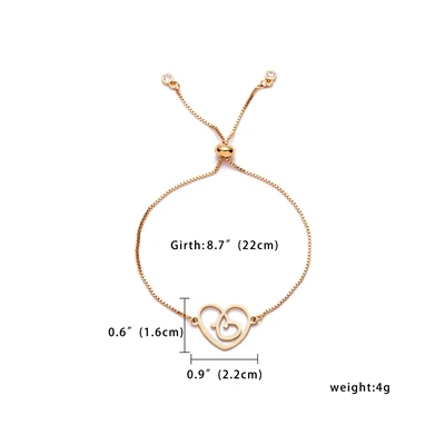 Золотой цвет из нержавеющей стали сердце фигура семья цветок браслет регулируемые браслеты женские аксессуары, Бижутерия Подарки - Окраска металла: 9