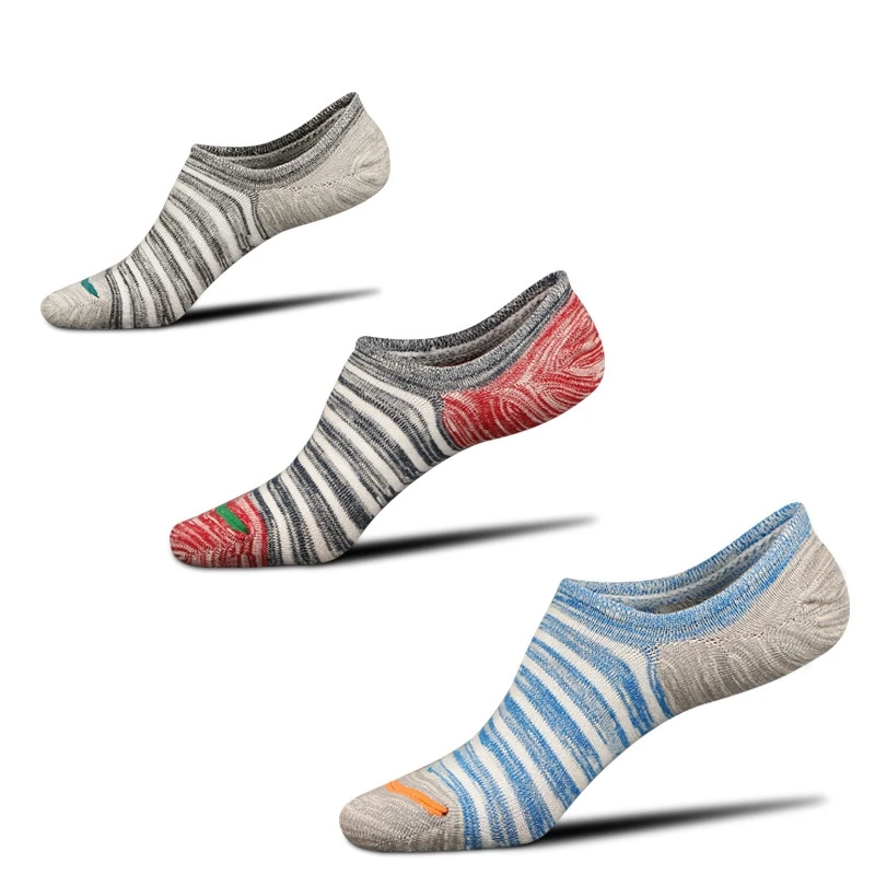 

Sock Slippers Men Socks Summer 5 Pairs Thin Invisible Shallow Mouth No Show Striped Color Socks Male 100% Cotton Breathable