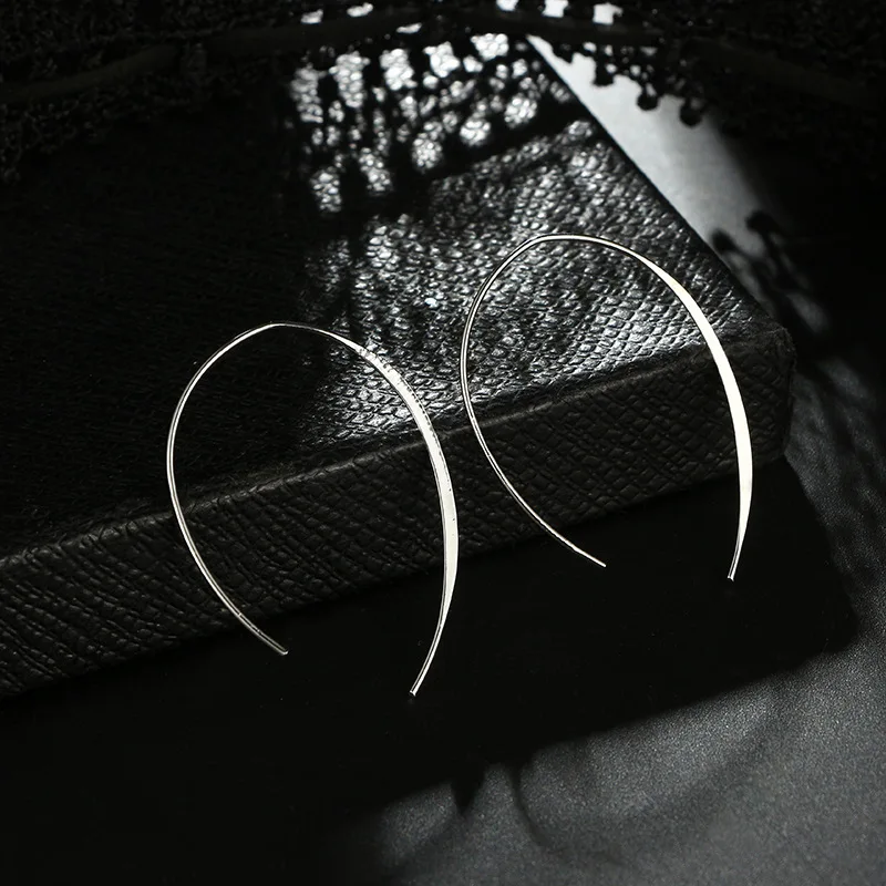 Винтажные простые u-образные серьги-гвоздики для женщин, трендовые минималистичные золотые серебряные Длинные серьги с крючками, модные ювелирные изделия