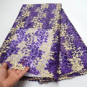 

High Quality Nigerian French Mesh Lace Embroidered African Lace Fabric Heavy 2019 African Lace Fabric With Sequins F4-2264