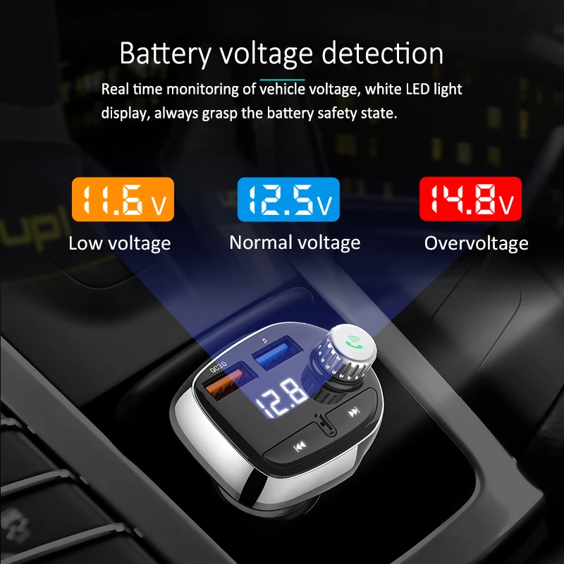 Bluetooth Car Kit for xiaomi car charger FM Transmitter MP3 Player Dual USB Fast Charging Voltage Display SD TF Music Playing Bluetooth Car Kit for xiaomi car charger FM Transmitter MP3 Player Dual USB Fast Charging Voltage Display SD TF Music Playing