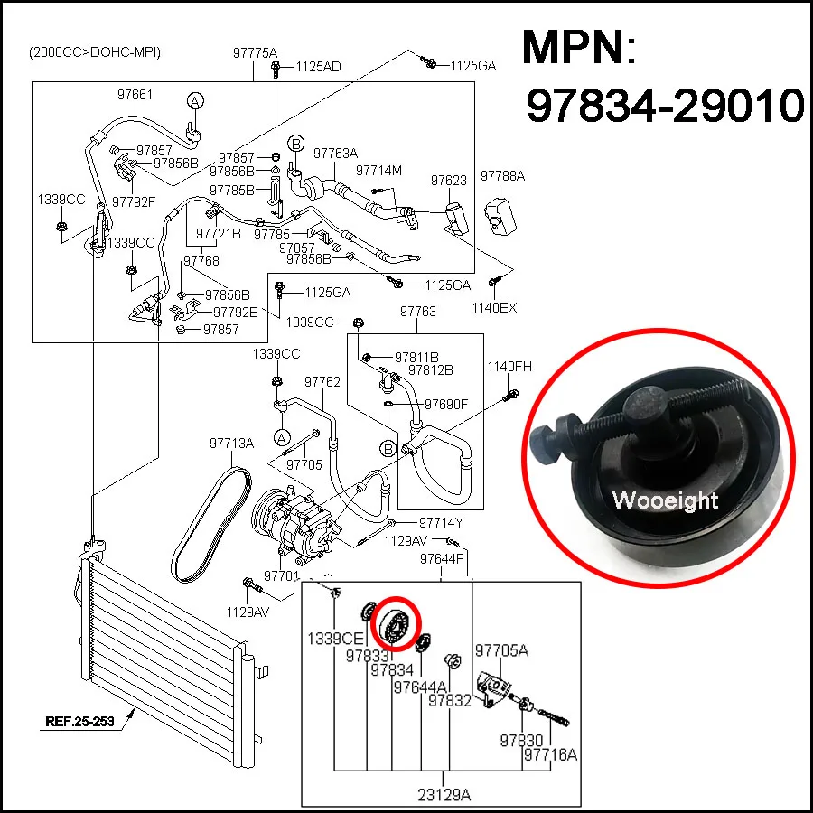 Автомобильный Натяжной ремень Wooeight 97834-29010 натяжной шкив для Hyundai Accent Elantra Tiburon Tucson