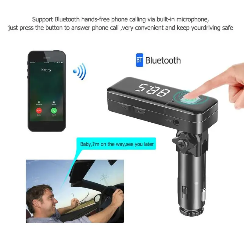 VODOOL Складной автомобильный беспроводной Bluetooth fm передатчик комплект громкой