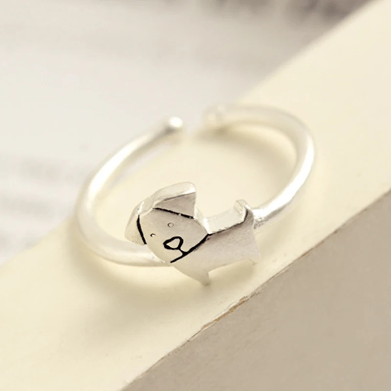 

925 Sterling Silver Zodiac Cute Animal Dog Open Rings For Girl Campus Students Youthful And Lively Style Sample Fashion Jewelry