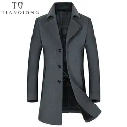 Новинка 2018 года для мужчин s брендовая одежда осень зима длинный тонкий кашемировое пальто бизнес повседневное классический стильны