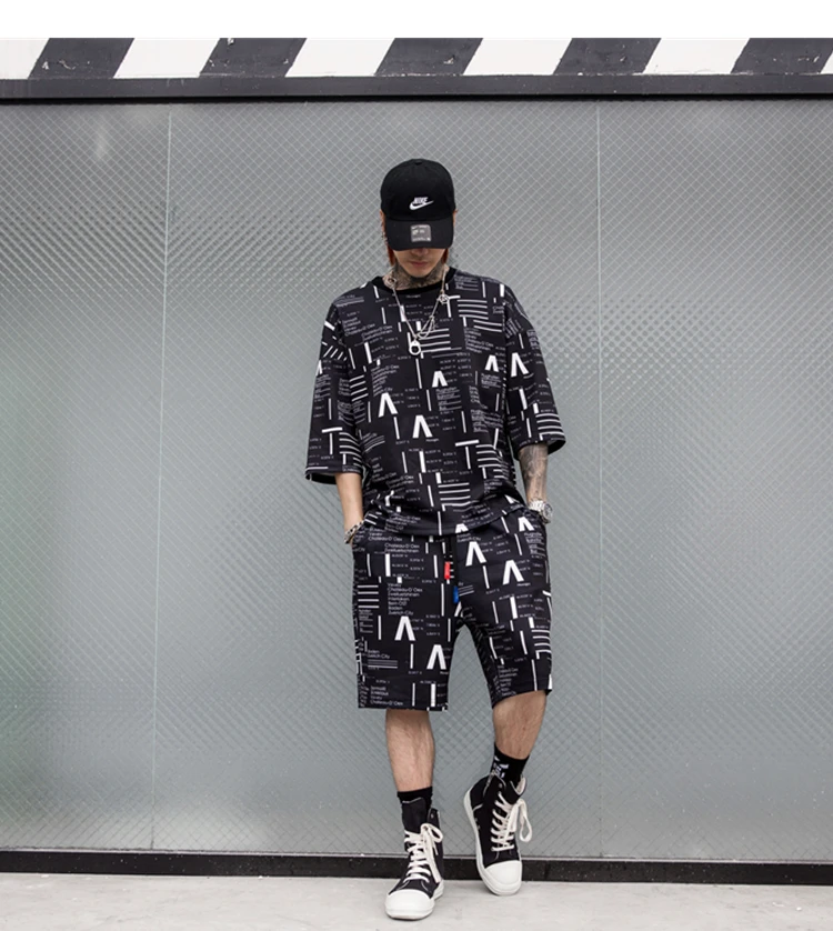 Hip Hop Baju Setelan Pria Musim Panas 