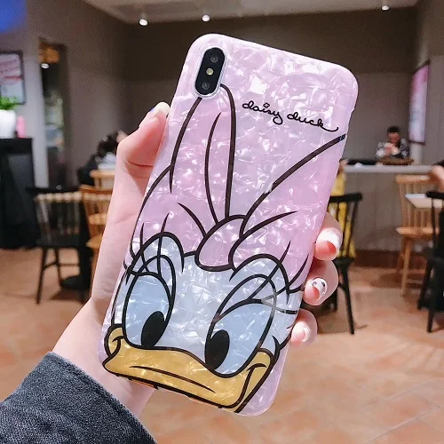 Силиконовый чехол для iphone 11pro XS MAX XR 6s 7 8 Plus funda donald duck diamond apple iphone 11pro Max чехол - Цвет: Pink Daisy