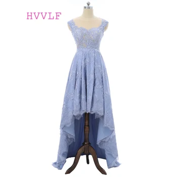 

Short Front Long Back 2018 Prom Dresses A-line Cap Sleeves Lace See Through Long Prom Gown Evening Dresses Evening Gown