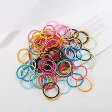 100 шт., 3 см, карамельные цвета, нейлон и каучук, ленты для девочек, детские безопасные эластичные резинки для волос, конский хвост, зажим для волос аксессуары