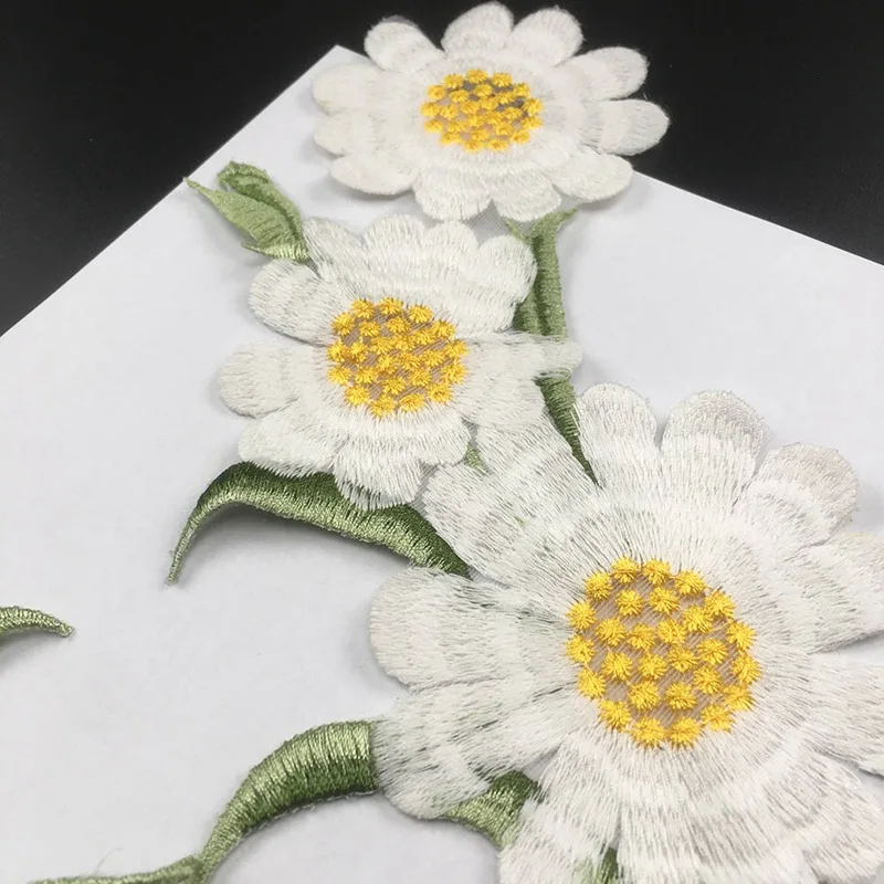 Applique Patches Daisy Sew on Patches Lace Fabric Motif 1 Set Clothes