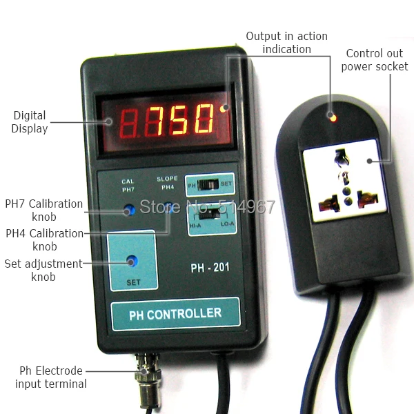 Цифровой ЖК-дисплей pH CO2 контроллер метр аквариума 0,00~ 14.00PH Диапазон+ переключаемая розетка 110 В/220 В
