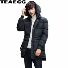 TEAEGG средней длины мужская куртка-парка повседневные Черные Для мужчин s Зимняя куртка s теплая верхняя одежда из хлопка с капюшоном зимняя куртка Для мужчин пальто AL339