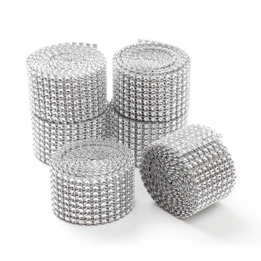 

10yard Many Rows Silver/Gold Bling Diamond Mesh Rhinestone Crystal Wraps Ribbon Wedding Birthday Party Decoration