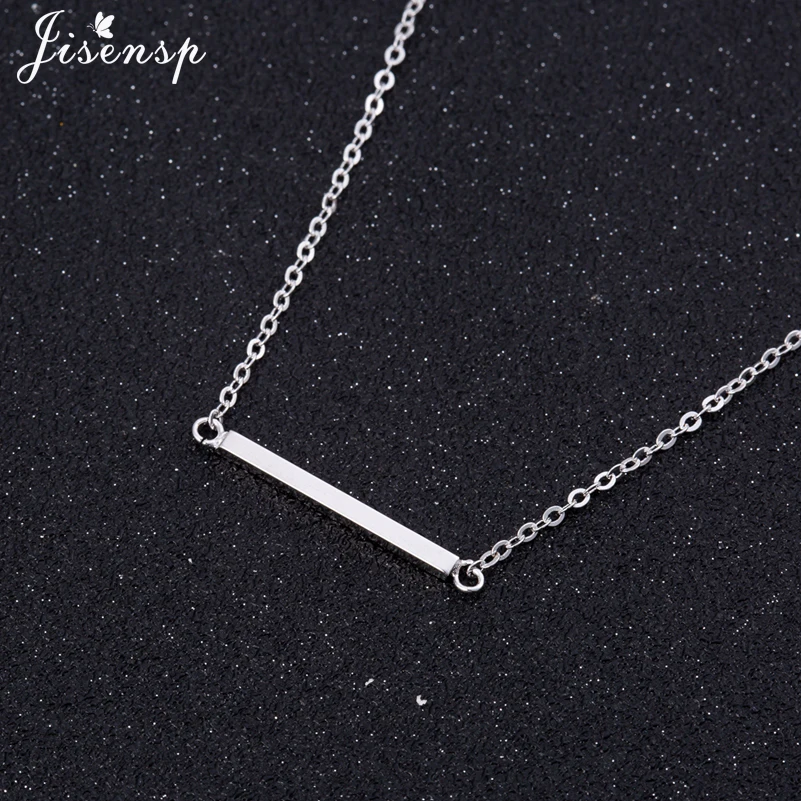 

Jisensp New Fashion Square Bar Necklace Jewelry for Women Charm Necklace Simple Fine Diy Pendant Necklaces Long Chain Necklaces
