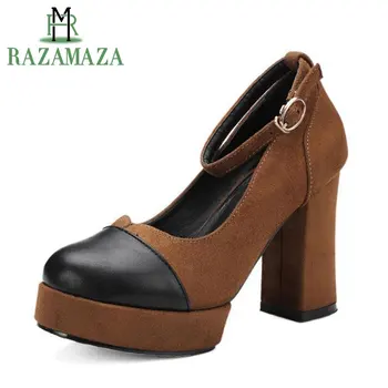 

ZALAVOR Women Shoes Ankle Strap Sexy High Heel Pums Autumn Office Platform Fashion Round Toe Shoes Casual Footwear Size 32-42
