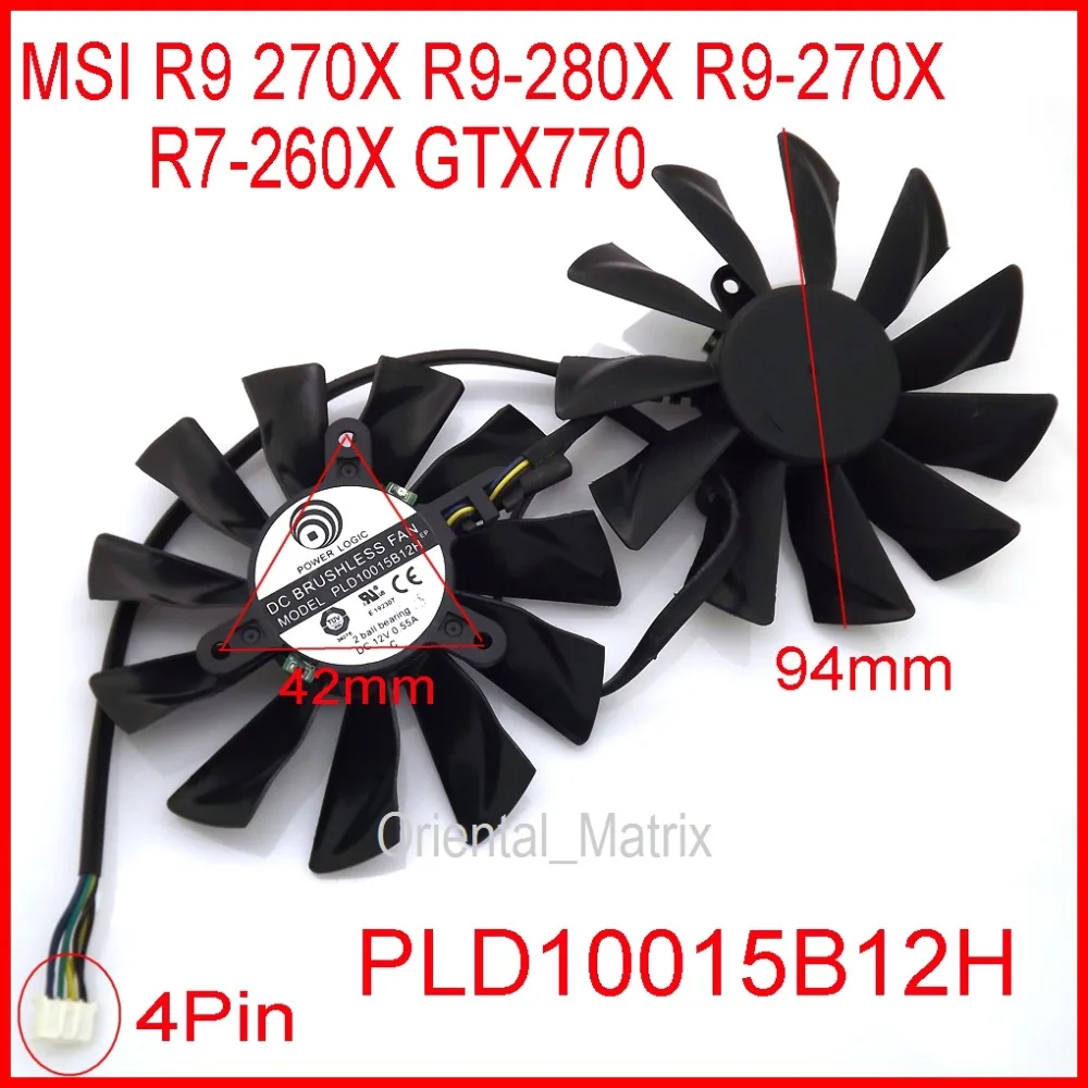PLD10015B12H DC 12V 0.55A 94mm VGA вентилятор для MSI GTX680 R9-280X GTX770 Графический двойной охлаждения 4