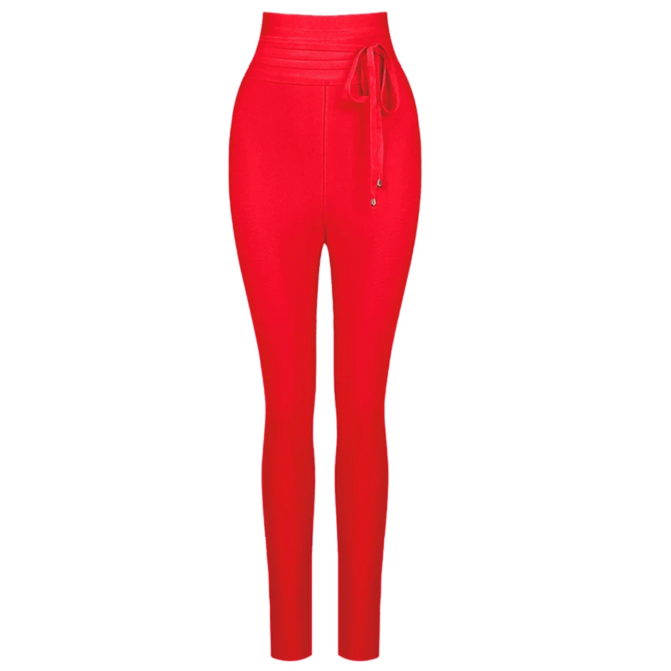 2019 new ladies high waist bandages Slim stretch pencil pants bandage tassels Bodycon pants 2019 new ladies high waist bandages Slim stretch pencil pants bandage tassels Bodycon pants
