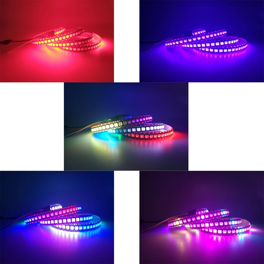 1 м 2 3 4 5 WS2812B WS2812 Светодиодная лента индивидуально Адресуемая умная RGB черно белая