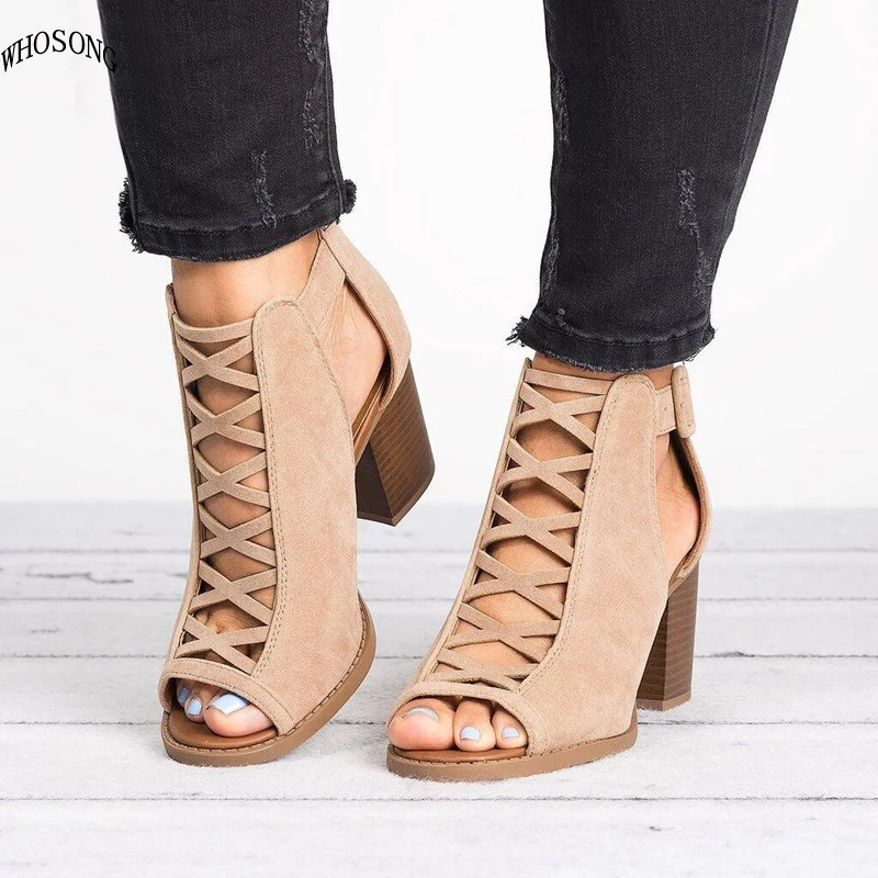 

WHOSONG 2019 Fashion Women Sandals Summer New Hot Female Fish Mouth Exposed Toe High-Heeled Sandals Romanesque Ladies Shoes M203