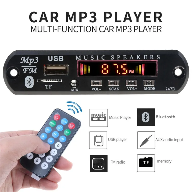 

Wireless Bluetooth 12V MP3 WMA Decoder Board Audio Module TF USB FM Radio for Car Mp3 Player Car Accessories