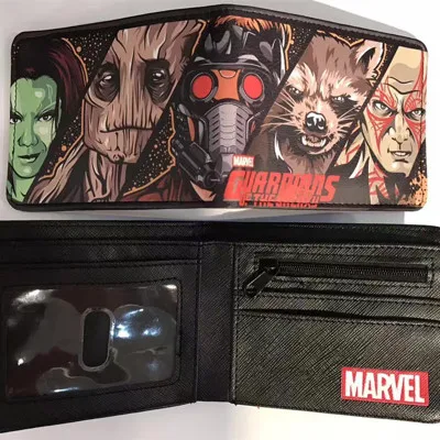 Новые комиксы Groot Bifold кошелек монеты кошелек стражи Галактики Телефон держатель для карт кошельки из ПВХ фильмы Поклонники мальчики девочки подарок - Цвет: Guardians of the Gal