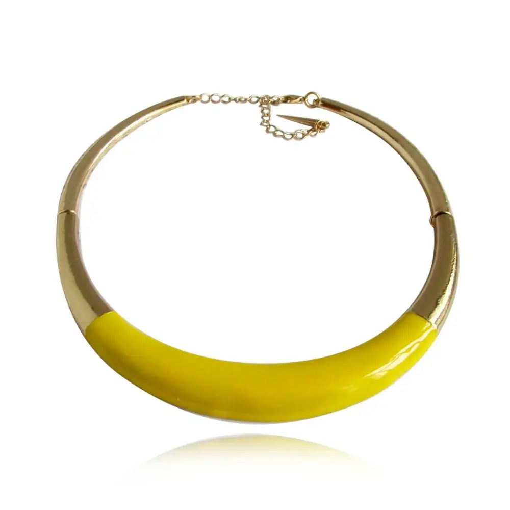

Fashion Vintage Personality Unique OL Yellow Pink Collapsibility Necklace N743