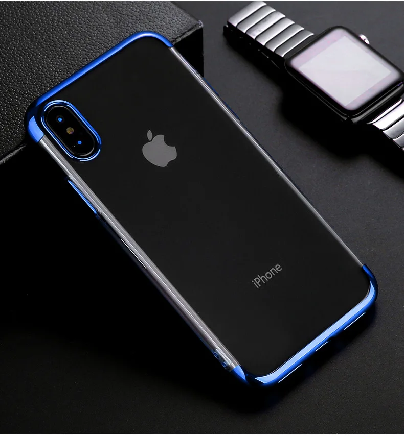 

soft TPU case for iPhone X Xr Xs Max cases ultra thin transparent plating shining case for iPhone Xs 6 6s 7 8 plus 5 5s se cover