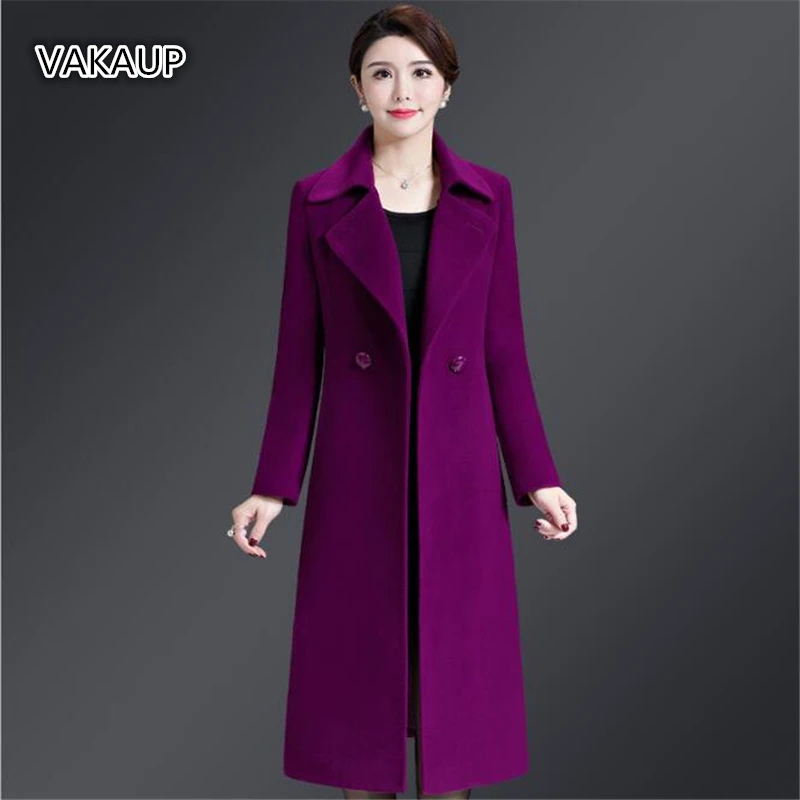 Winter Women Dress European Wool Coat Large Size Women Clothes Solid Color Long Sleeves Slim Medium Long Korean Version Overcoat