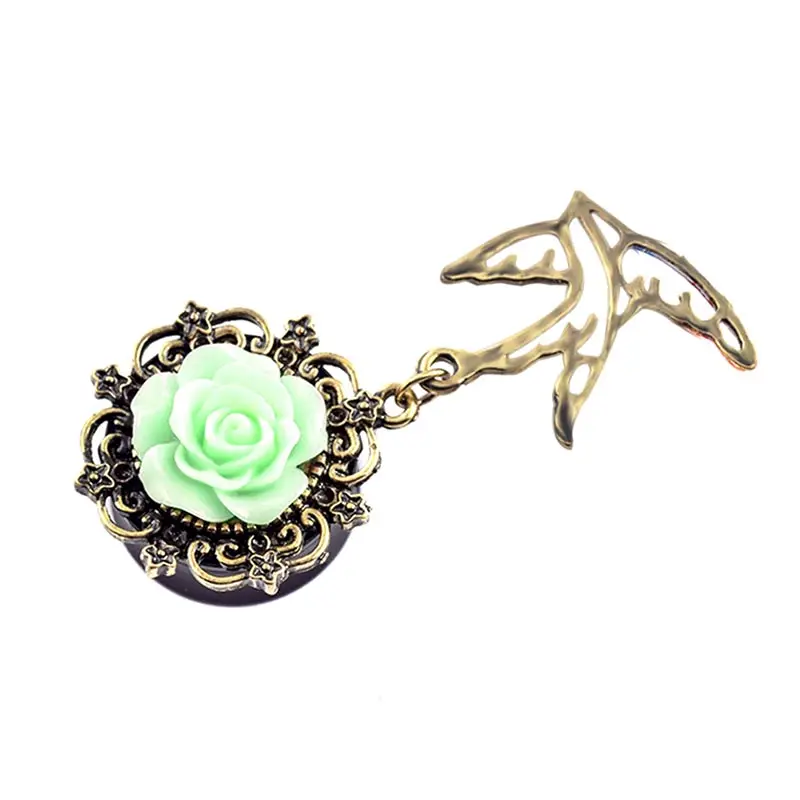 

1 Pc Vintage Flower Dangle Ear Plugs Piercing Jewelry Ear Gauges Tunnels HSJ88