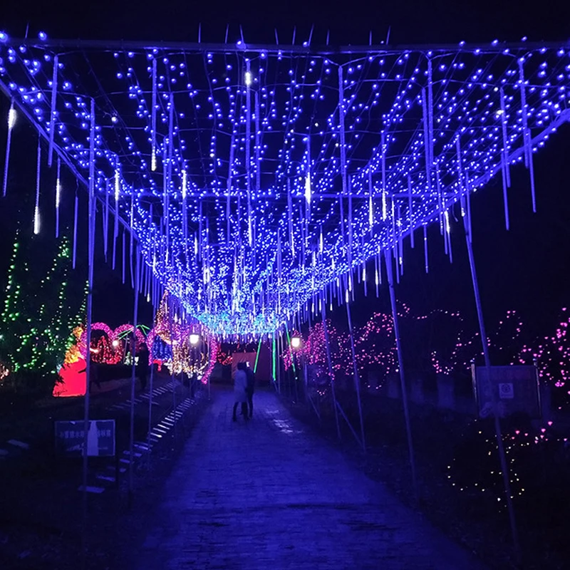 

Romantic 30cm Meteor Shower Rain LED String Lights 8 Tubes Waterproof Colorful String For Christmas Wedding Party Decor