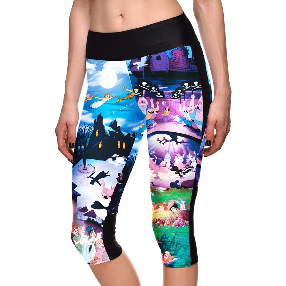 Womens Cute Cartoon Summer Capris Cartoon 3D Print Girls Capris Elastic S To 4xL Plus Size Blue Pants 3 Patterns Womens Cute Cartoon Summer Capris Cartoon 3D Print Girls Capris Elastic S To 4xL Plus Size Blue Pants 3 Patterns