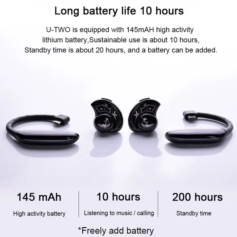 AMINY Wireless Bluetooth Headphones HD Stereo Earbuds 10 Hour Battery Noise Cancelling Headset IPX6