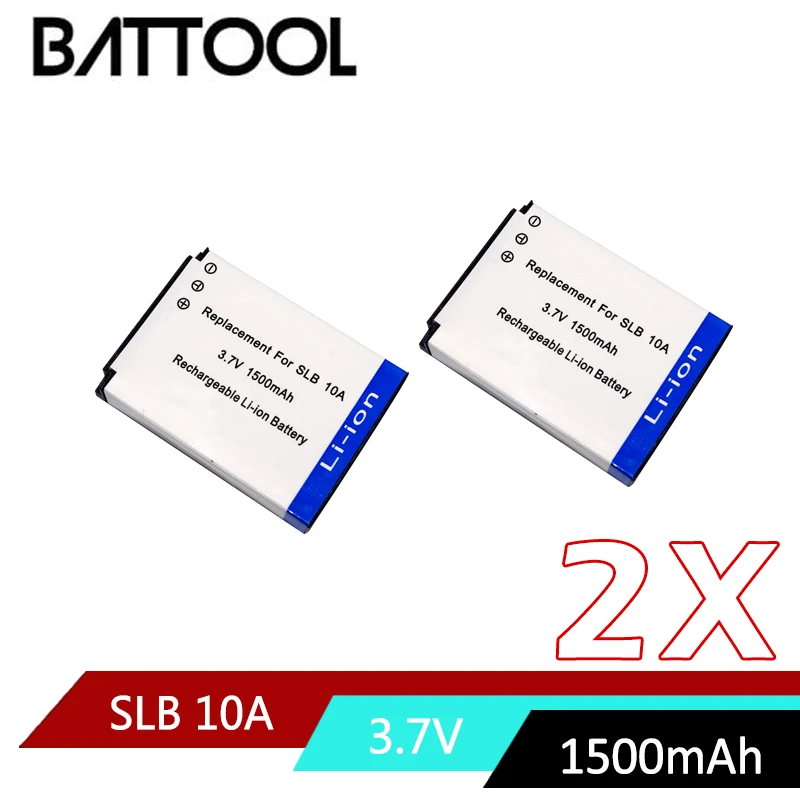 

2X 3.7V 1500mAh Li-ion SLB10A SLB-10A Rechargeable Battery For Samsung P800 P1000 PL50 PL51 PL55 SL420 SL502 SL620 SL720 WB150F