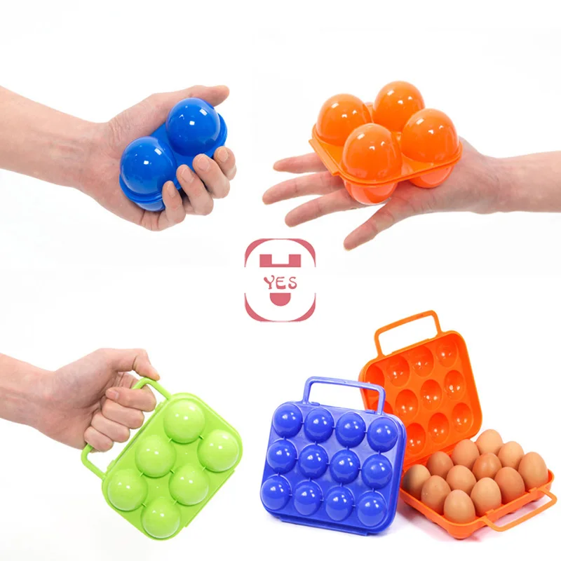 

Outdoor Portable Eggs Container Holder Storage Egg Box Hiking Camping Carrier Picnic 2/4/6/12 grids Folding Plastic