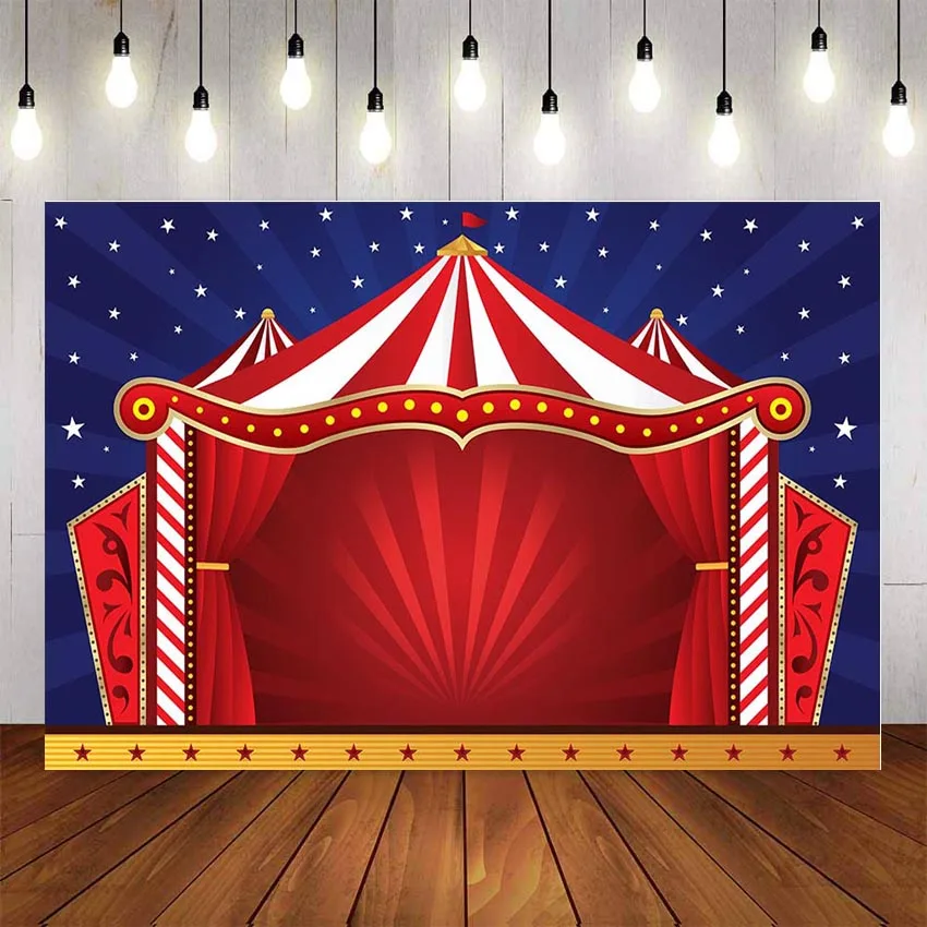 

NeoBack Vinyl photography Backdrops Circus Red Tent Star Child Birthday Decor Photocall Backdrop Photo Studio