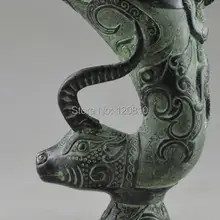 Азия Коллекционная античный оформлен старый ручная Бронзовый животных статуя Резные Овец Gecko Ваза