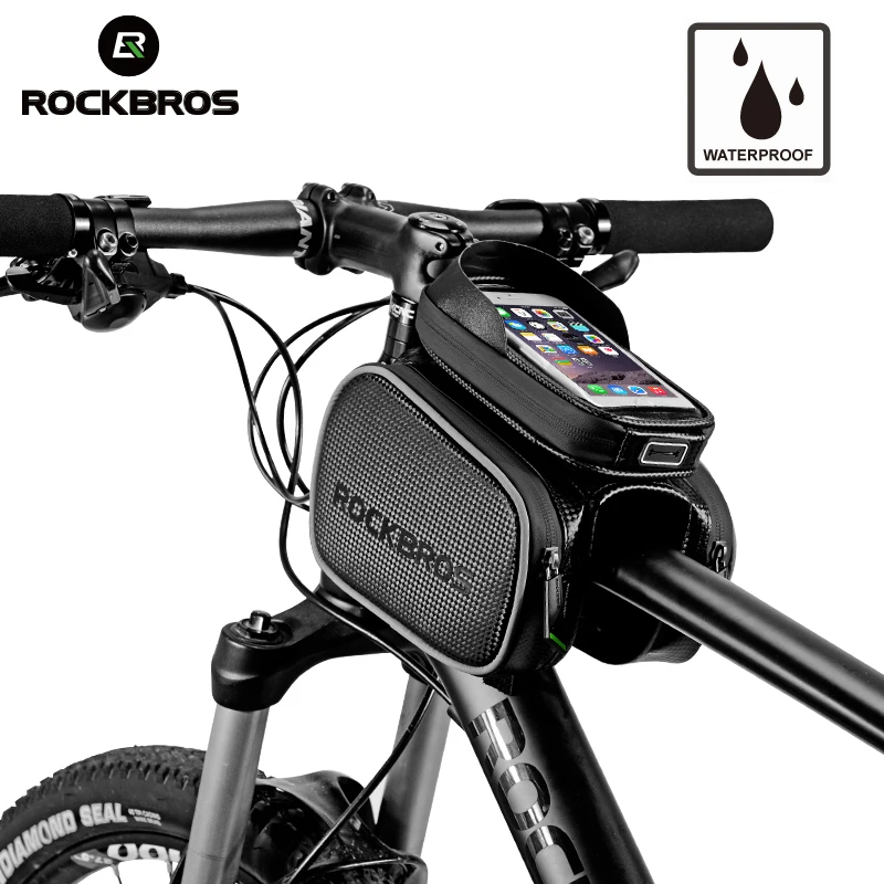 ROCKBROS Велоспортная велосипедная Топ труба сумка непромокаемая MTB Велосипедная рама спереди голову сотовый телефон Сенсорный экран сумка Паньер велосипедные Интимные аксессуары