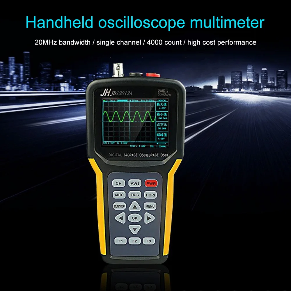 

Jinhan Oscilloscope JDS2012A 200MSa / S Color TFT 320 * 240 Handheld 1 Channels 20MHz 4000 Multimeter Logic Analyzer