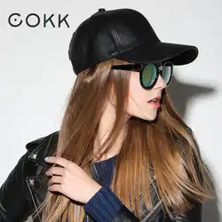 COKK Новый осень-зима бейсболки женские Для мужчин Snapback из искусственной кожи хип-хоп мода Кепки папа шляпа женский мужской кости